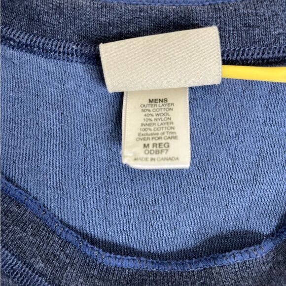 Vintage LL Bean Double Layer Wool Blend Crew Neck Blue Gray Shirt Men Medium - Picture 8 of 13